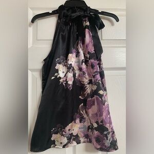 A. Byer Black & Purple Floral Halter Top. Size: Small